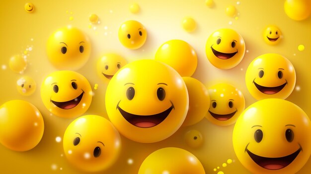 Various faces emoticons lots of laughing smiling winking emoticons 3d vector concept illustrat