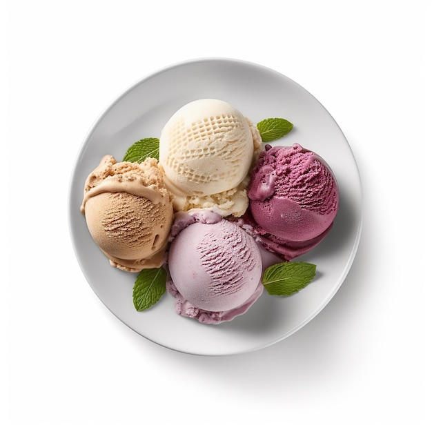 Various flavors of ice cream