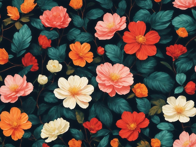 Various Flowers Pattern Background Photo