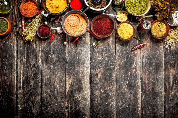 Various fragrant spices and herbs. 