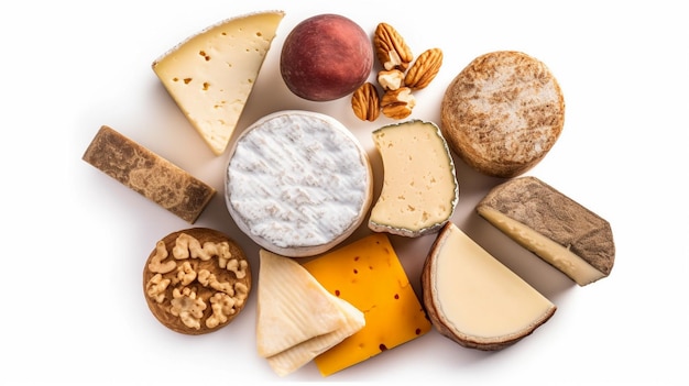 various french cheese portion isolated