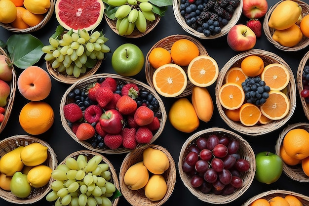 시장 바구니 에 있는 여러 가지 신선 한 과일