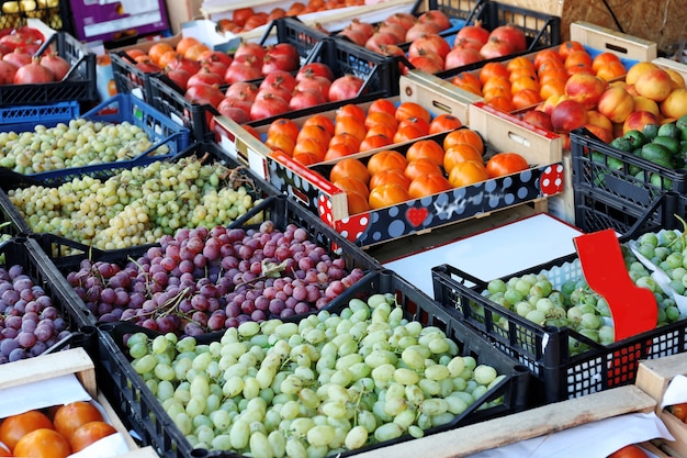 Various fresh fruits on market