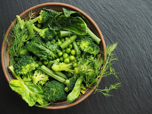 Various fresh green vegetables