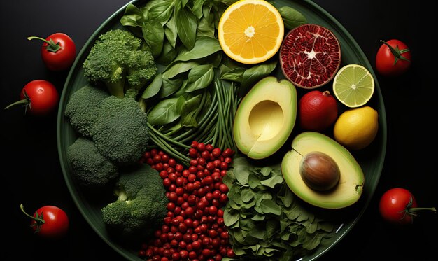 Photo various fresh organic vegetables on a dark bakground selective soft focus