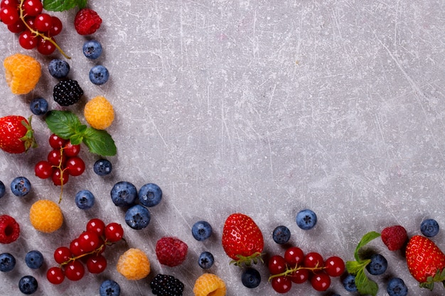 Various fresh summer Berries frame