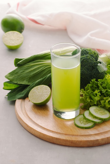 Various freshly squeezed vegetable juices for Fasting