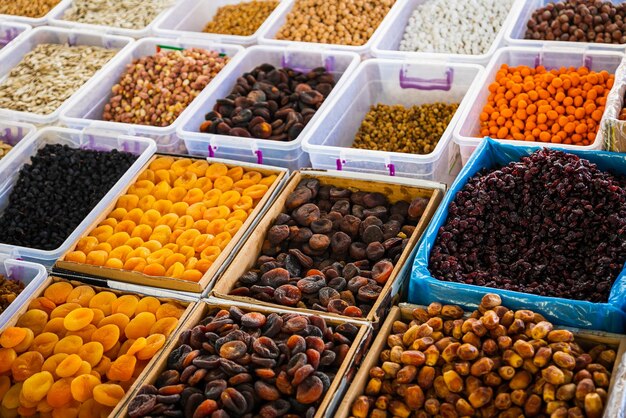 Various fruits in market stall