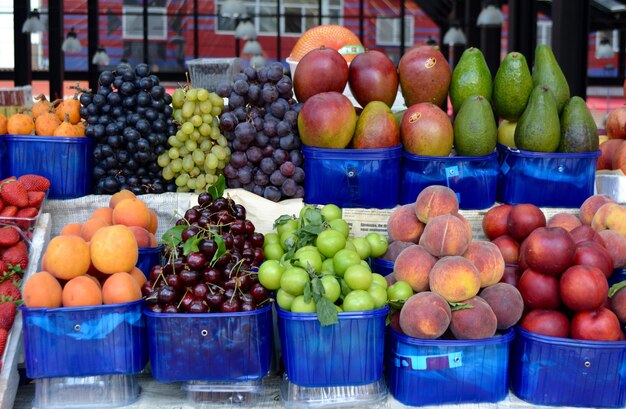 Various fruits for sale at market stall