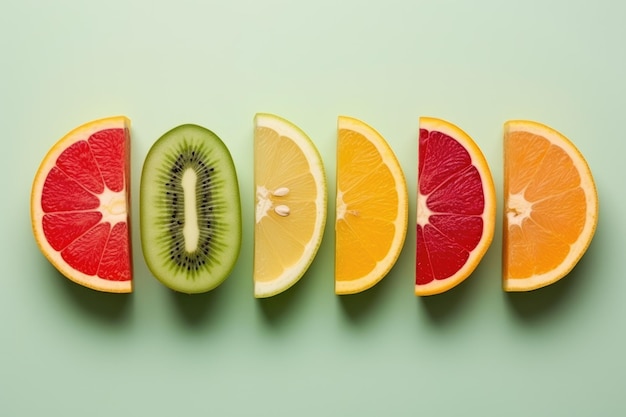 Photo various fruits sliced in half