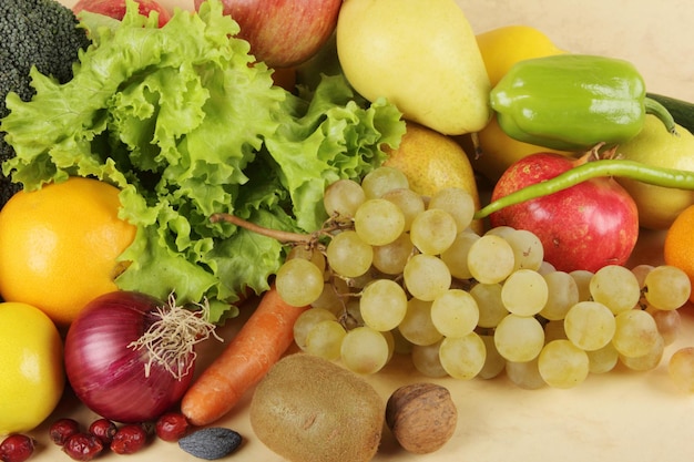 various fruits and vegetables