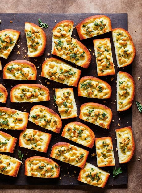 Various Garlic Bread on a table