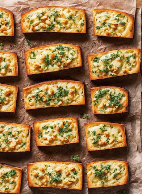 Various Garlic Bread on a table