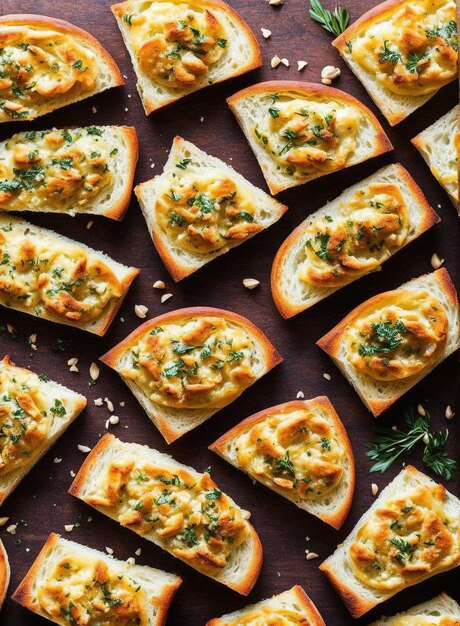 Various Garlic Bread on a table