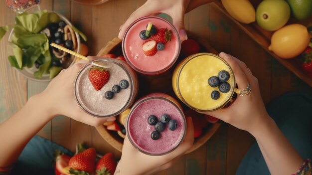 Various healthy smoothies