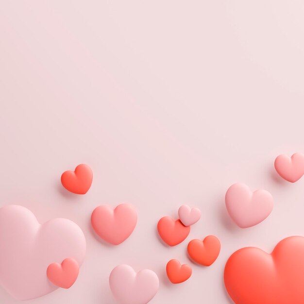 Various heart shapes to convey love with your heart for a happy Valentines Day 3d rendering