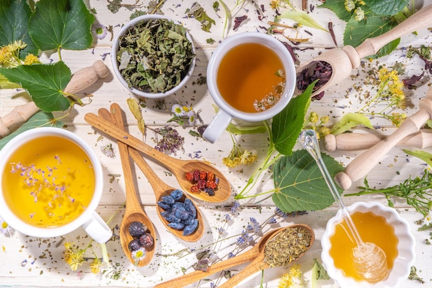 Various herbal tea set