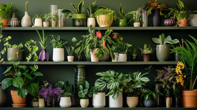 various houseplants in pots