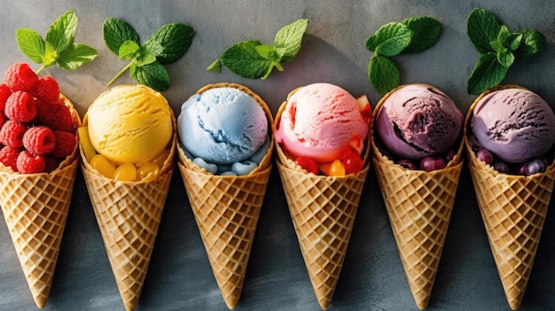 Various of ice cream Illustration AI GenerativexA