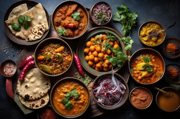 Premium AI Image | Various Indian dishes