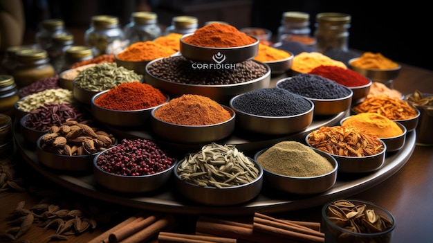 Various indian spices in the bowl