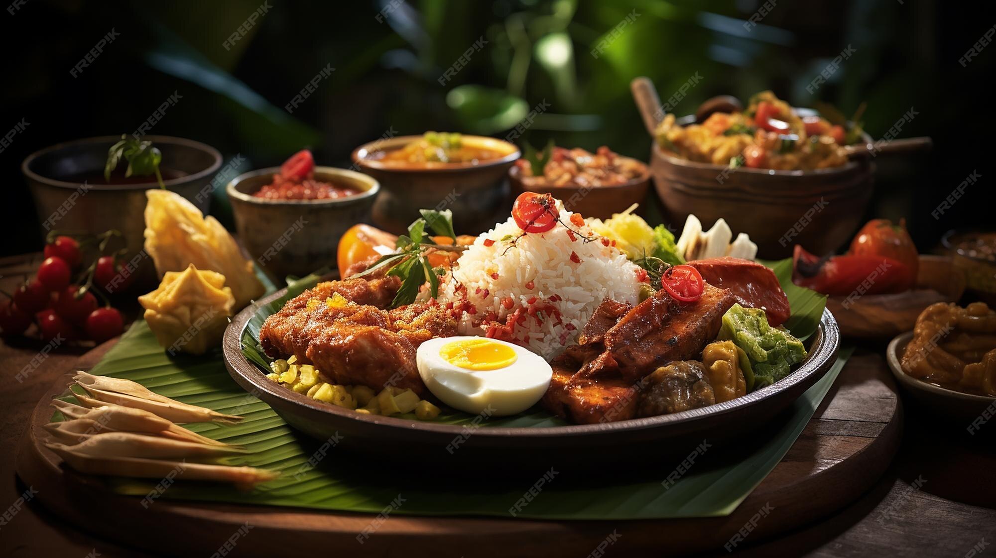 Various Indonesian Dishes with Diverse Flavors | Premium AI-generated image
