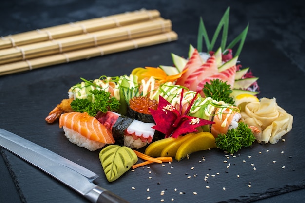 Various kinds of sushi food