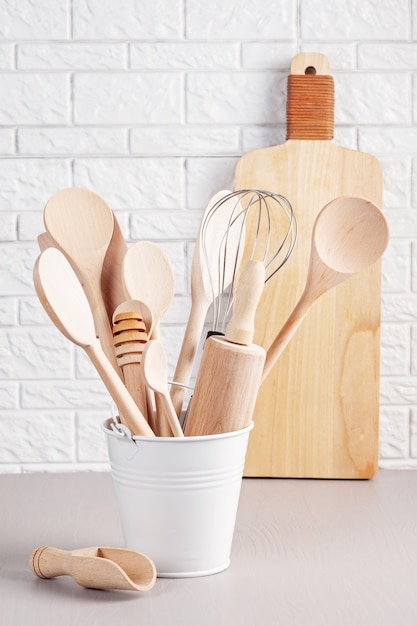 Various kitchen utensils. Recipe cookbook, cooking classes concept