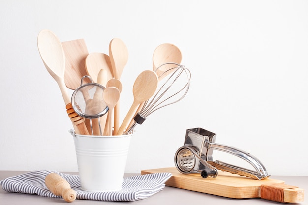 Various kitchen utensils. Recipe cookbook, cooking classes conceptcook