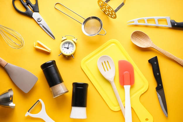 Various kitchen utensils on the table