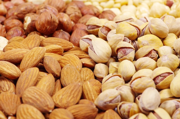 Various nuts on a background