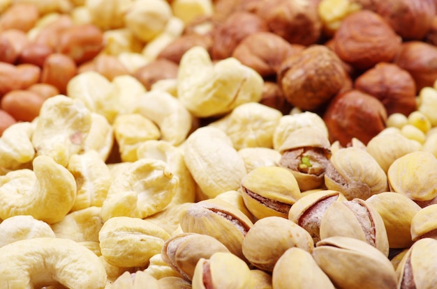 Various nuts on a background