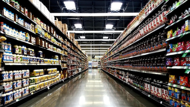 Foto oggetti vari negli scaffali del supermercato in vendita