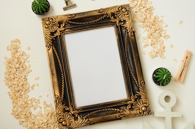 Various objects over white background