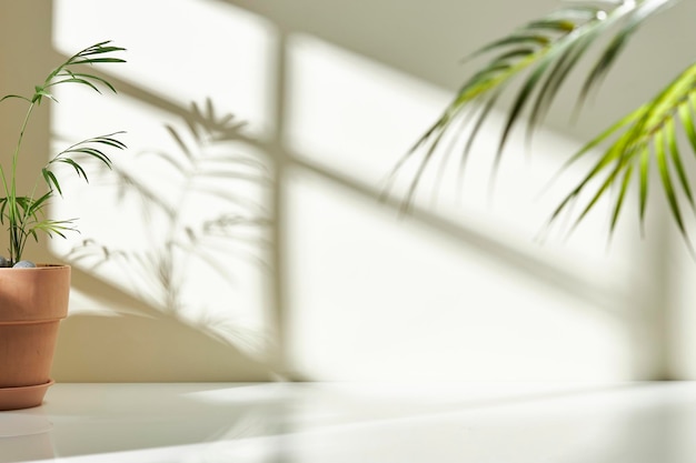 Various objects on a white tile background with warm sunlight shining through