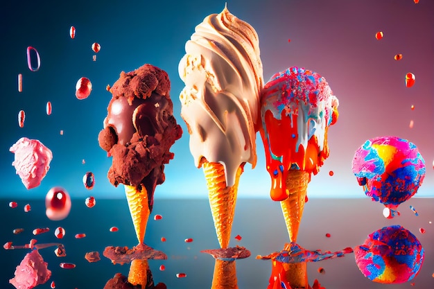 사진 다양한 아이스크림 generative aixa