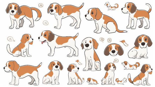 Photo various operations of the cute beagle