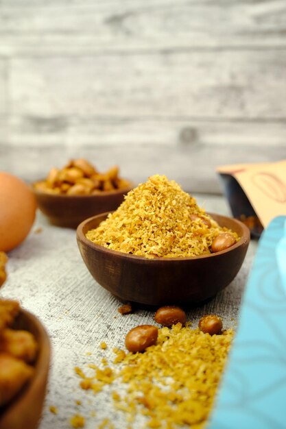 Various peanut snacks are on the table