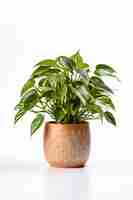 Photo various philodendron in terracotta pot isolated on white background