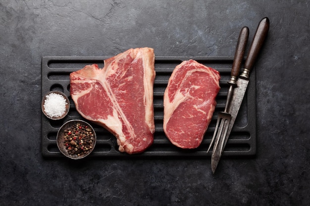 Various raw beef steaks