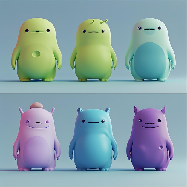 Photo various reactions of cute modern mascots