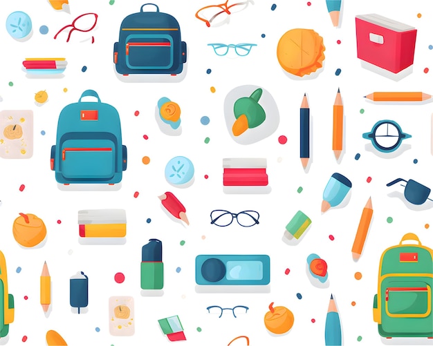 Photo various school supplies illustrated in flat design