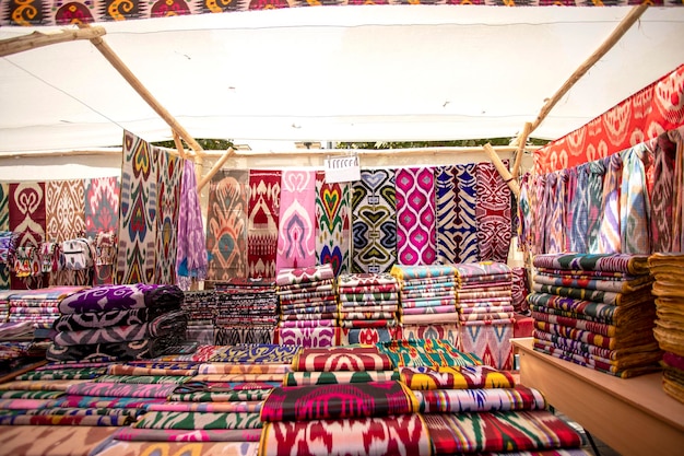 Various silk products in Samarkand