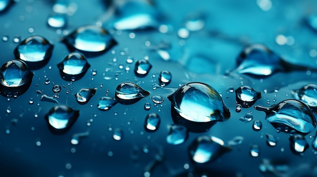 various sized water droplets against a gloss glass background