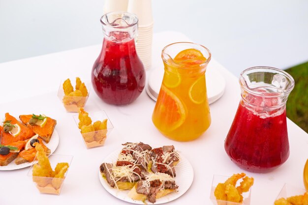 Various snacks on the table