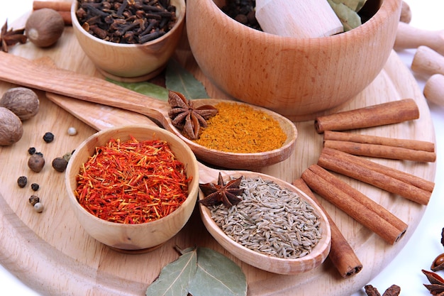 Various spices and herbs close up