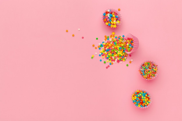 Various sugar sprinkles, Food background with copy space