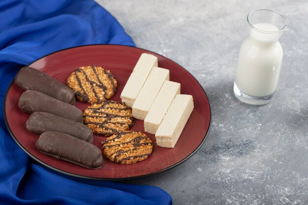 Various sweet snacks placed in a bowl .