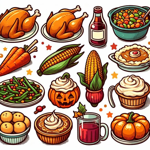 Various Thanksgiving food