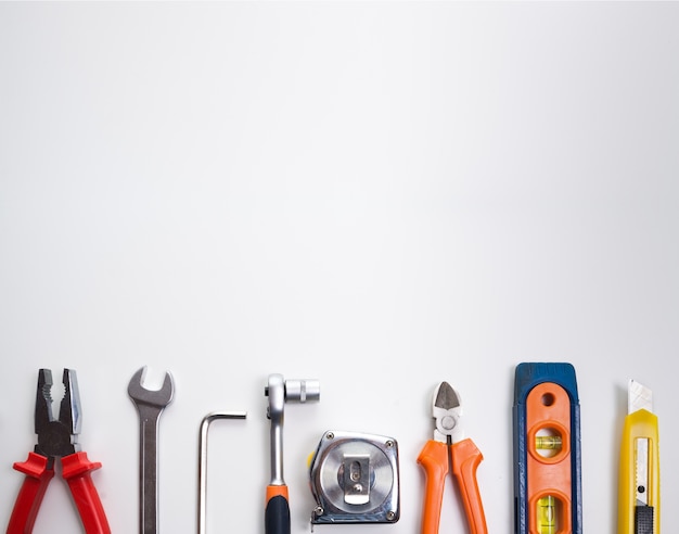 Various tools over a blank panel